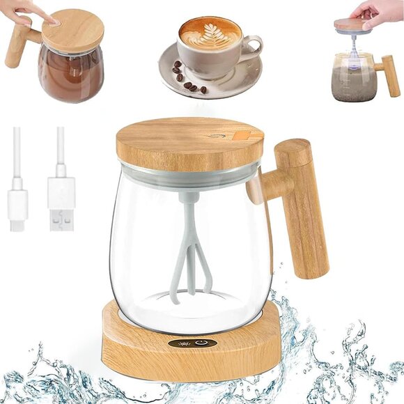 Electric Self Stirring Mug with Heating Base and Lid High Speed Glass Mixing Cup - Picture 7 of 12